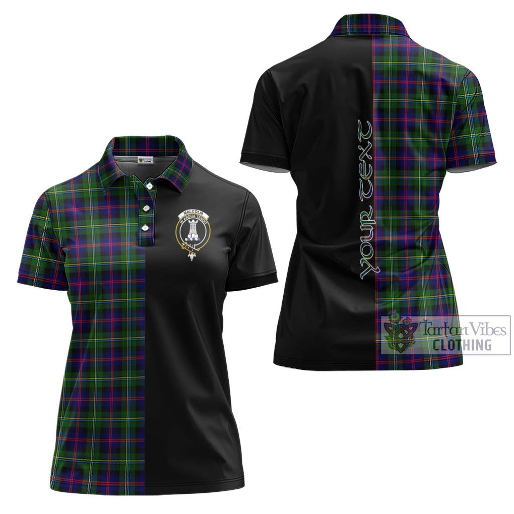 Malcolm Tartan Women's Polo Shirt with Family Crest and Half Of Me Style Women - Tartanvibesclothing Shop