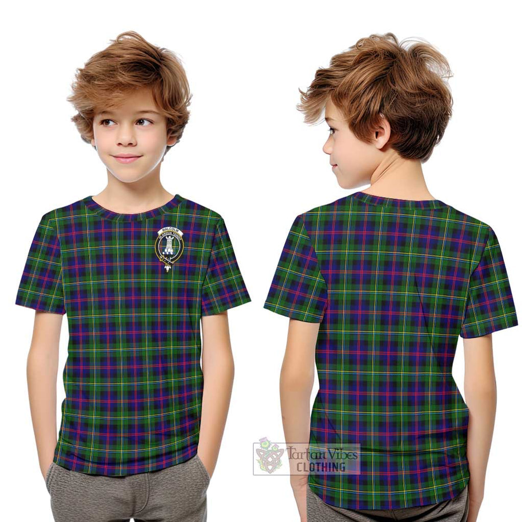 Malcolm Tartan Kid T-Shirt with Family Crest Youth XL Size14 - Tartanvibesclothing Shop