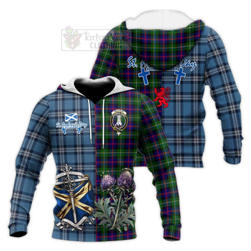 Malcolm Tartan Knitted Hoodie Happy St. Andrew's Day Half Tartan Style