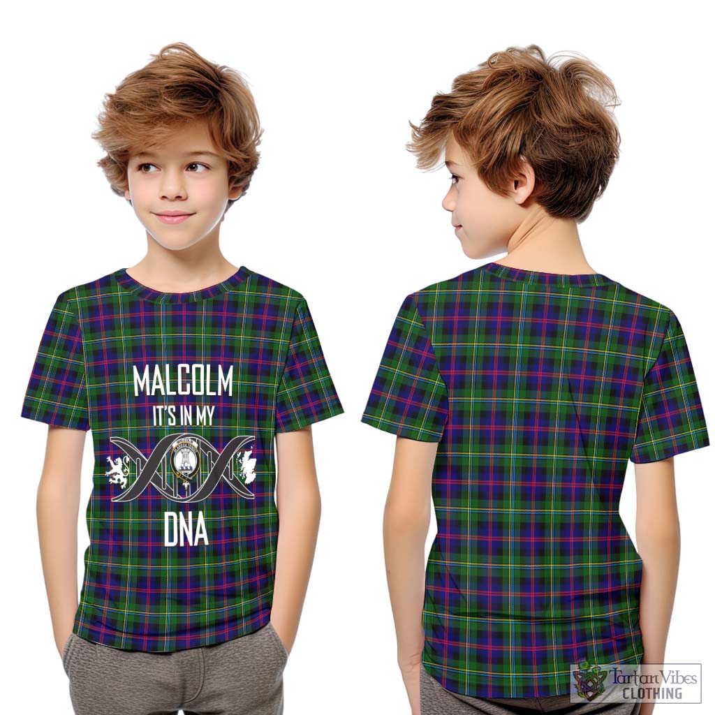 Tartan Vibes Clothing Malcolm Tartan Kid T-Shirt with Family Crest DNA In Me Style