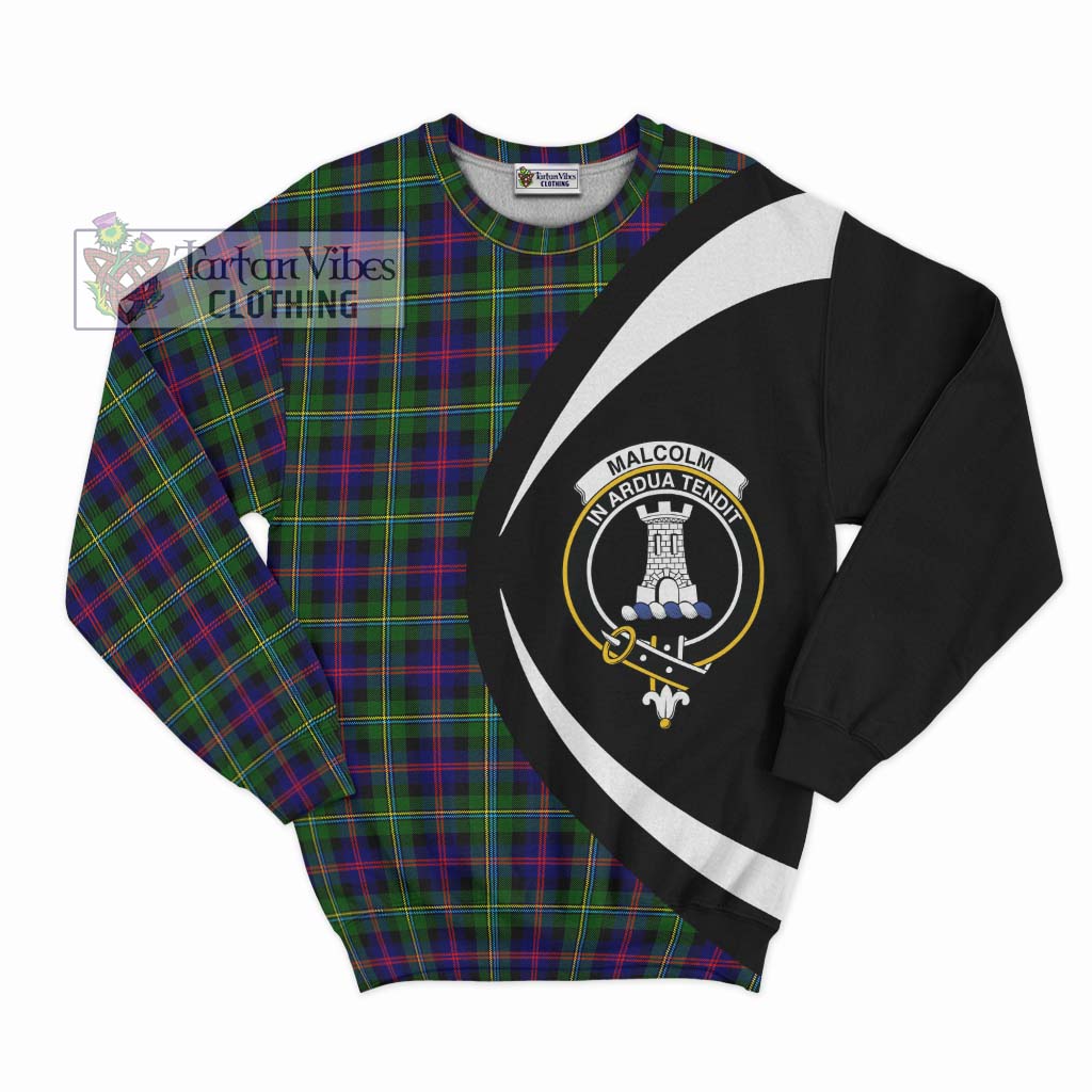 Malcolm Tartan Sweatshirt with Family Crest Circle Style Unisex - Tartan Vibes Clothing