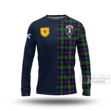 Malcolm Tartan Long Sleeve T-Shirt Alba with Scottish Lion Royal Arm Half Style