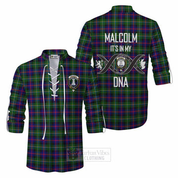 Malcolm Tartan Ghillie Kilt Shirt with Family Crest DNA In Me Style