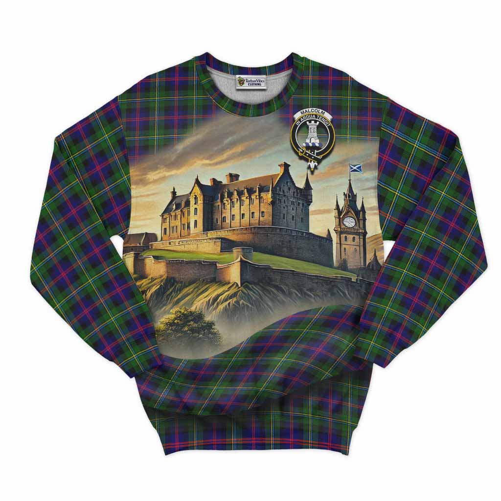 Malcolm Tartan Family Crest Sweatshirt with Scottish Ancient Castle Style Unisex - Tartan Vibes Clothing