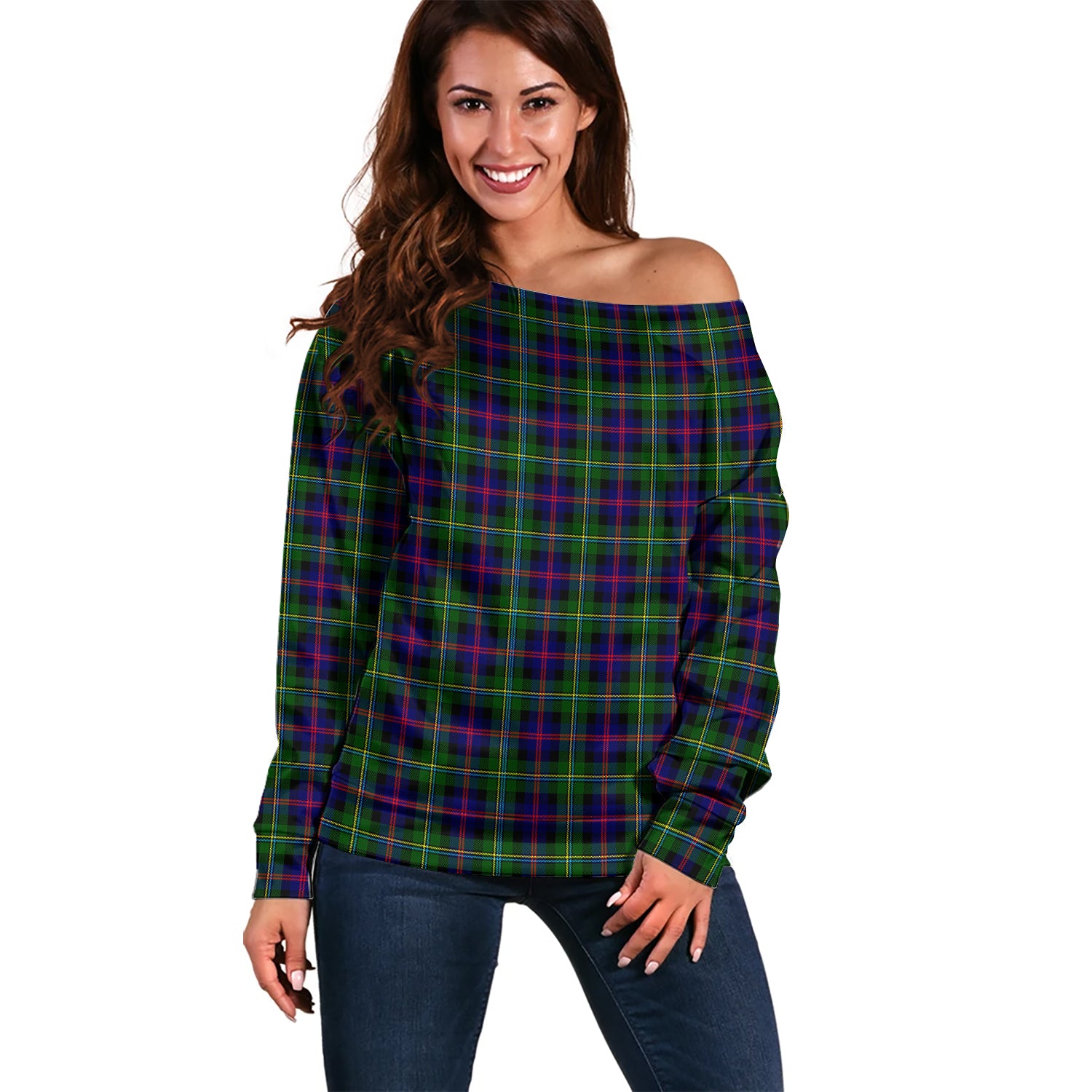 Malcolm Tartan Off Shoulder Women Sweater Women - Tartanvibesclothing