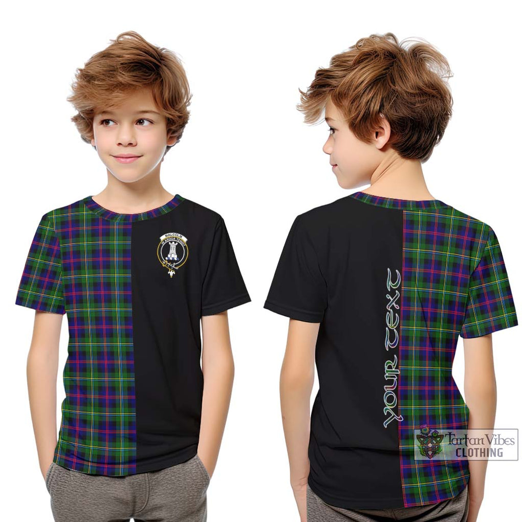 Malcolm Tartan Kid T-Shirt with Family Crest and Half Of Me Style Youth XL Size14 - Tartanvibesclothing Shop