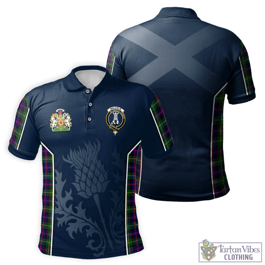 Tartan Vibes Clothing Malcolm Tartan Men's Polo Shirt with Family Crest and Scottish Thistle Vibes Sport Style