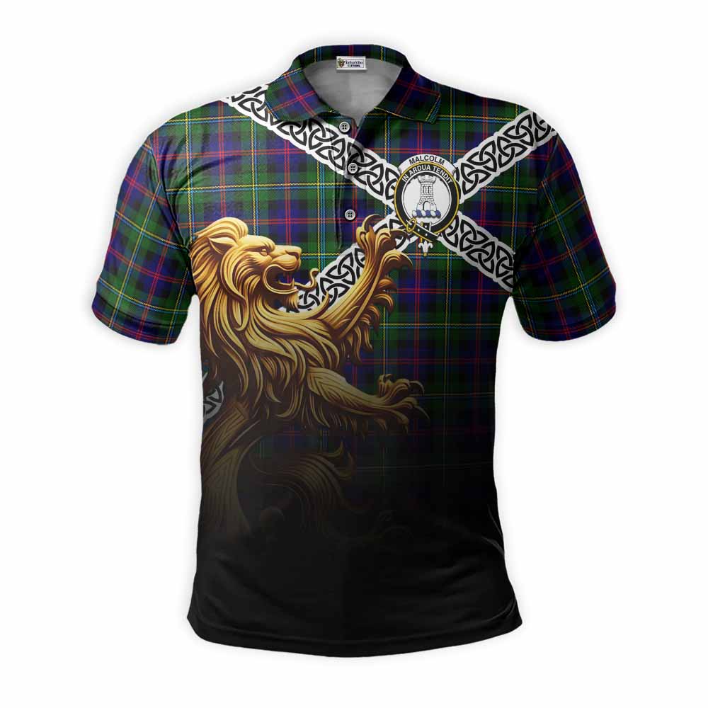 Malcolm Crest Tartan Polo Shirt with Golden Lion Emblem Celtic Style Kid - Tartan Vibes Clothing