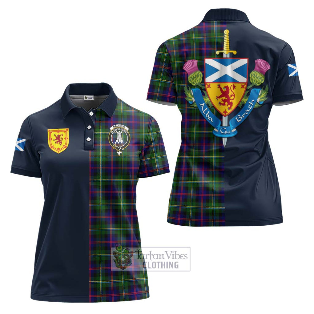 Tartan Vibes Clothing Malcolm Tartan Women's Polo Shirt with Scottish Lion Royal Arm Half Style