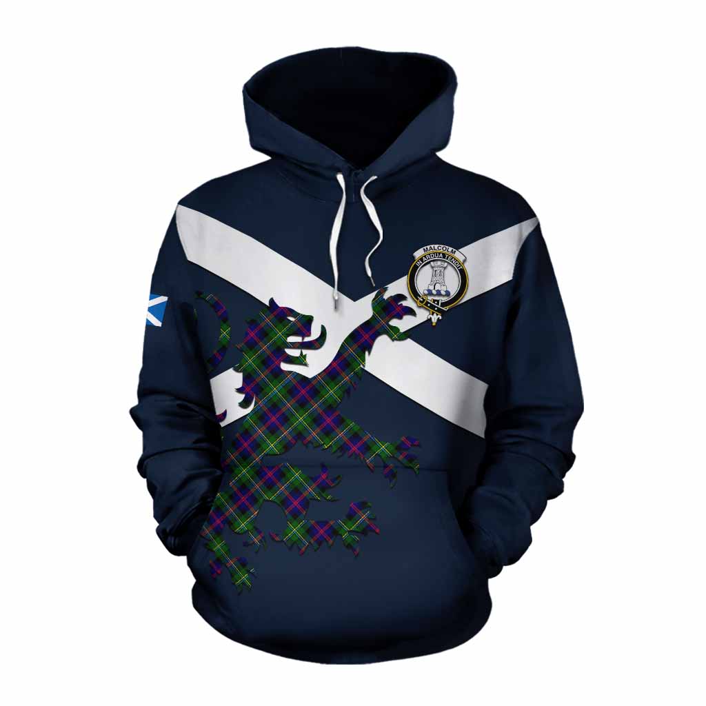 Tartan Vibes Clothing Malcolm Tartan Lion Rampant Cotton Hoodie Proudly Display Your Heritage with Alba Gu Brath and Clan Name