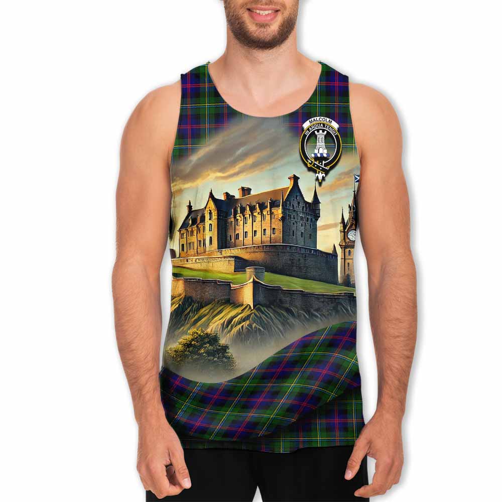 Malcolm Tartan Family Crest Men's Tank Top with Scottish Ancient Castle Style Men - Tartan Vibes Clothing