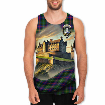 Malcolm Tartan Family Crest Men's Tank Top with Scottish Ancient Castle Style Men - Tartan Vibes Clothing