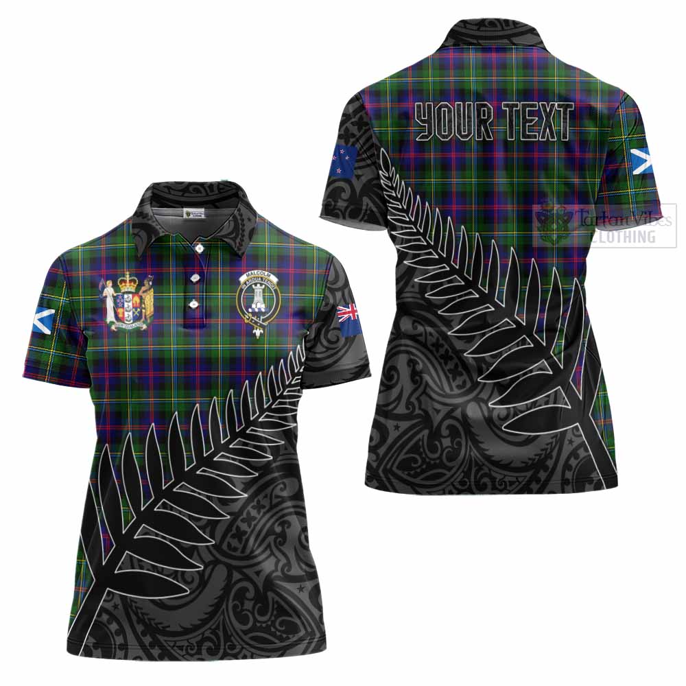 Tartan Vibes Clothing Malcolm Crest Tartan Women's Polo Shirt with New Zealand Silver Fern Half Style