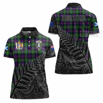 Malcolm Crest Tartan Women's Polo Shirt with New Zealand Silver Fern Half Style