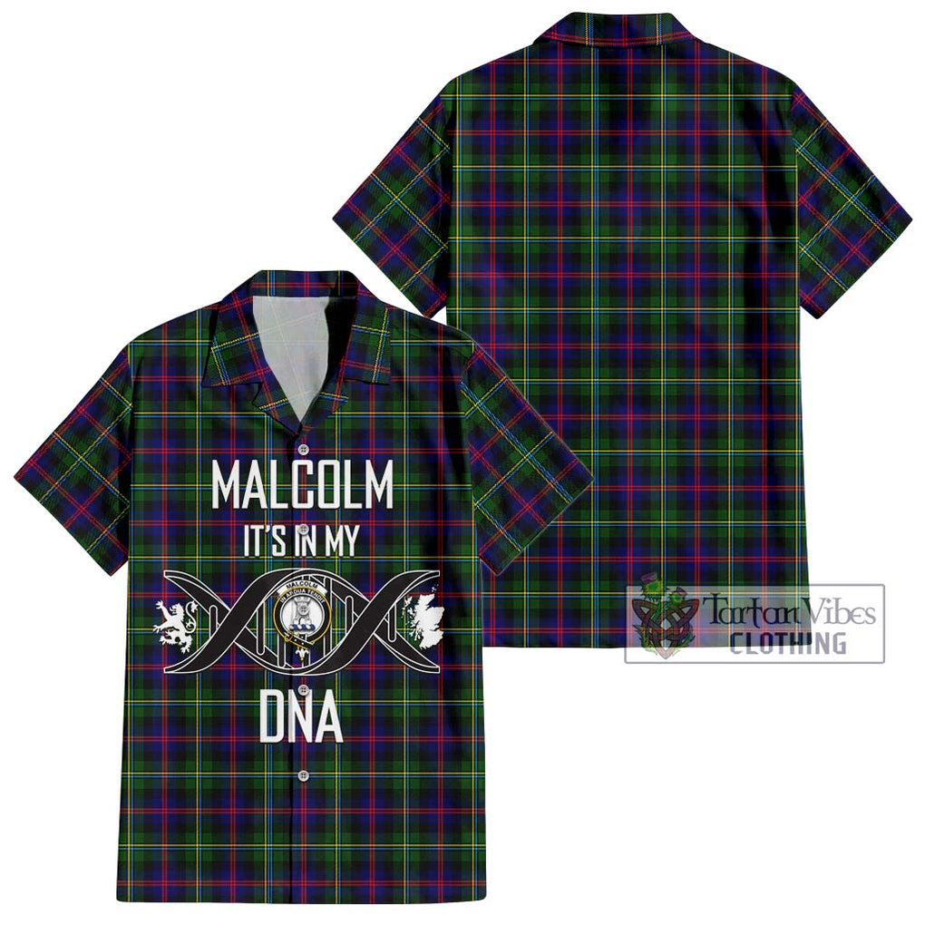 Malcolm Tartan Short Sleeve Button Shirt with Family Crest DNA In Me Style Kid - Tartanvibesclothing Shop