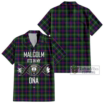 Malcolm Tartan Short Sleeve Button Shirt with Family Crest DNA In Me Style