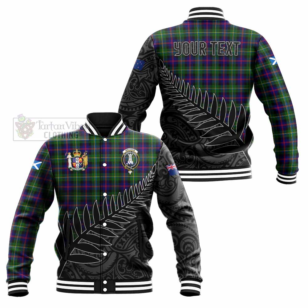 Tartan Vibes Clothing Malcolm Crest Tartan Baseball Jacket with New Zealand Silver Fern Half Style