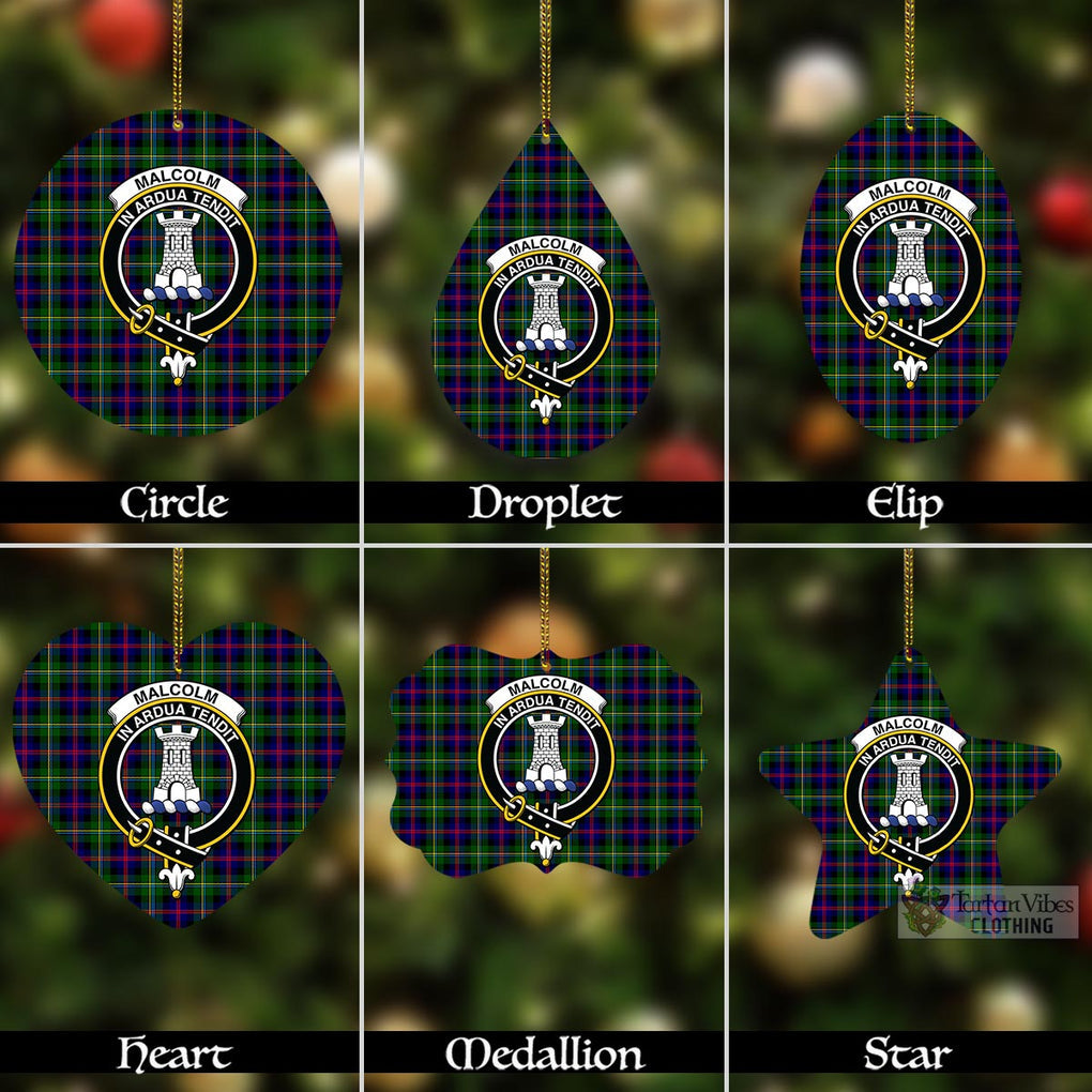 Tartan Vibes Clothing Malcolm Tartan Christmas Aluminium Ornament with Family Crest