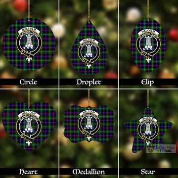 Malcolm Tartan Christmas Aluminium Ornament with Family Crest