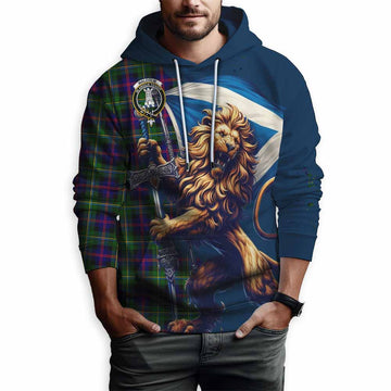 Malcolm Tartan Family Crest Hoodie with Scottish Majestic Lion