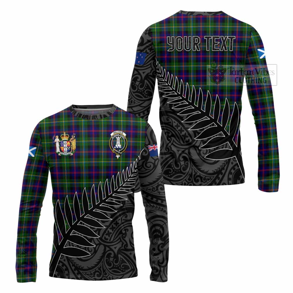 Tartan Vibes Clothing Malcolm Crest Tartan Long Sleeve T-Shirt with New Zealand Silver Fern Half Style