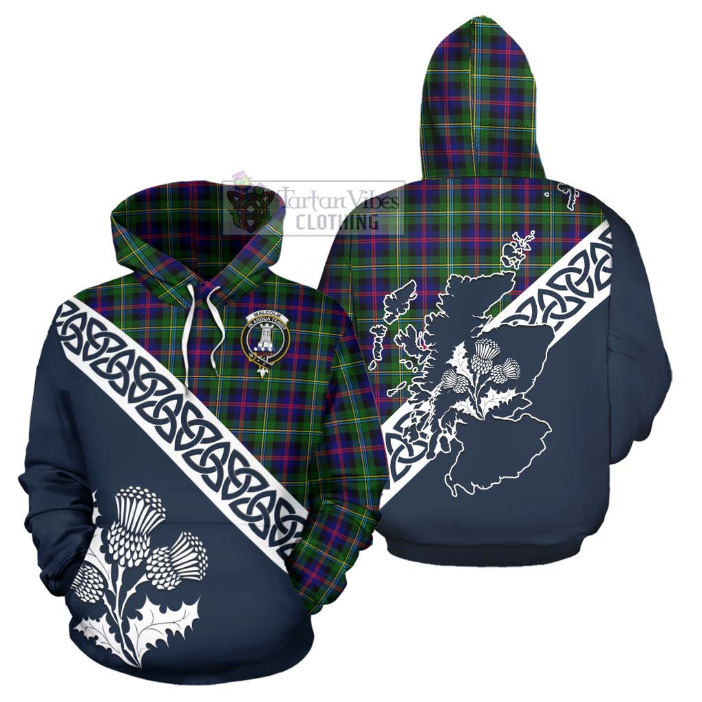 Tartan Vibes Clothing Malcolm Tartan Hoodie Featuring Thistle and Scotland Map