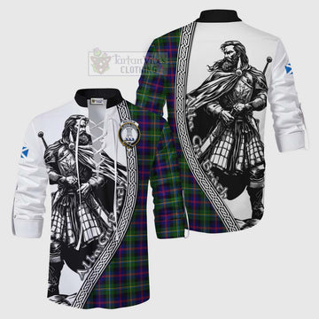 Malcolm Tartan Clan Crest Ghillie Kilt Shirt with Highlander Warrior Celtic Style