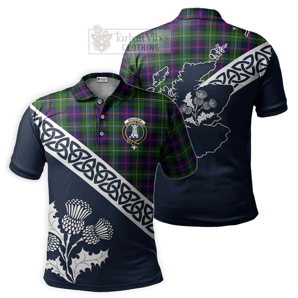 Malcolm Tartan Polo Shirt Featuring Thistle and Scotland Map