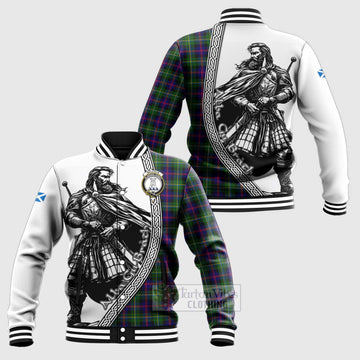 Malcolm Tartan Clan Crest Baseball Jacket with Highlander Warrior Celtic Style