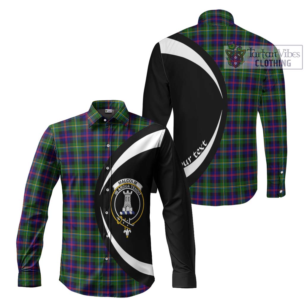 Malcolm Tartan Long Sleeve Button Up with Family Crest Circle Style Men's Shirt S - Tartan Vibes Clothing