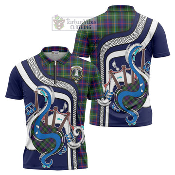 Malcolm Tartan Zipper Polo Shirt with Epic Bagpipe Style