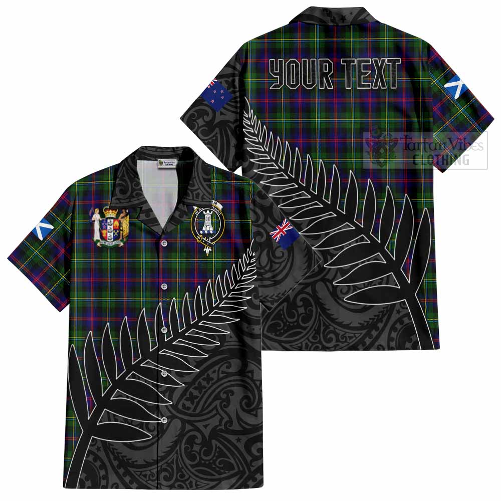 Tartan Vibes Clothing Malcolm Crest Tartan Short Sleeve Button Shirt with New Zealand Silver Fern Half Style