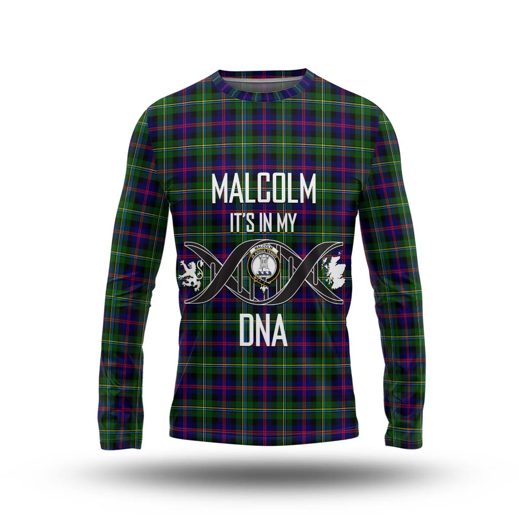 Tartan Vibes Clothing Malcolm Tartan Long Sleeve T-Shirt with Family Crest DNA In Me Style