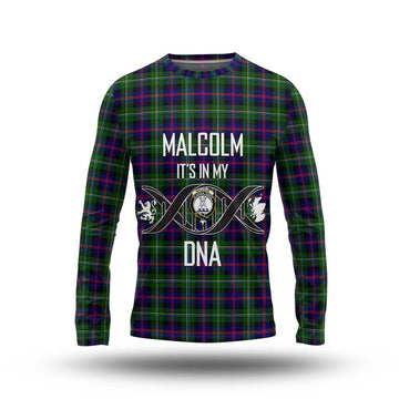 Malcolm Tartan Long Sleeve T-Shirt with Family Crest DNA In Me Style