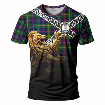 Malcolm Crest Tartan T-Shirt with Golden Lion Emblem Celtic Style Kid's Shirt - Tartan Vibes Clothing