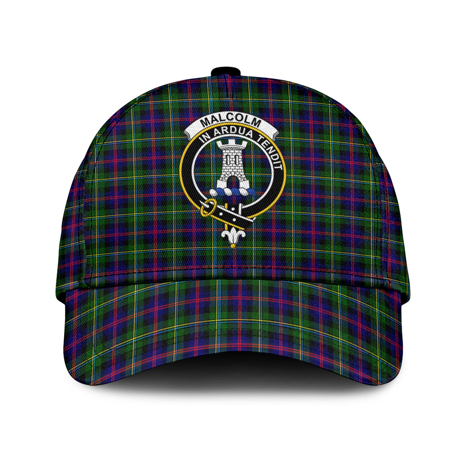 Malcolm Tartan Classic Cap with Family Crest Classic Cap Universal Fit - Tartan Vibes Clothing