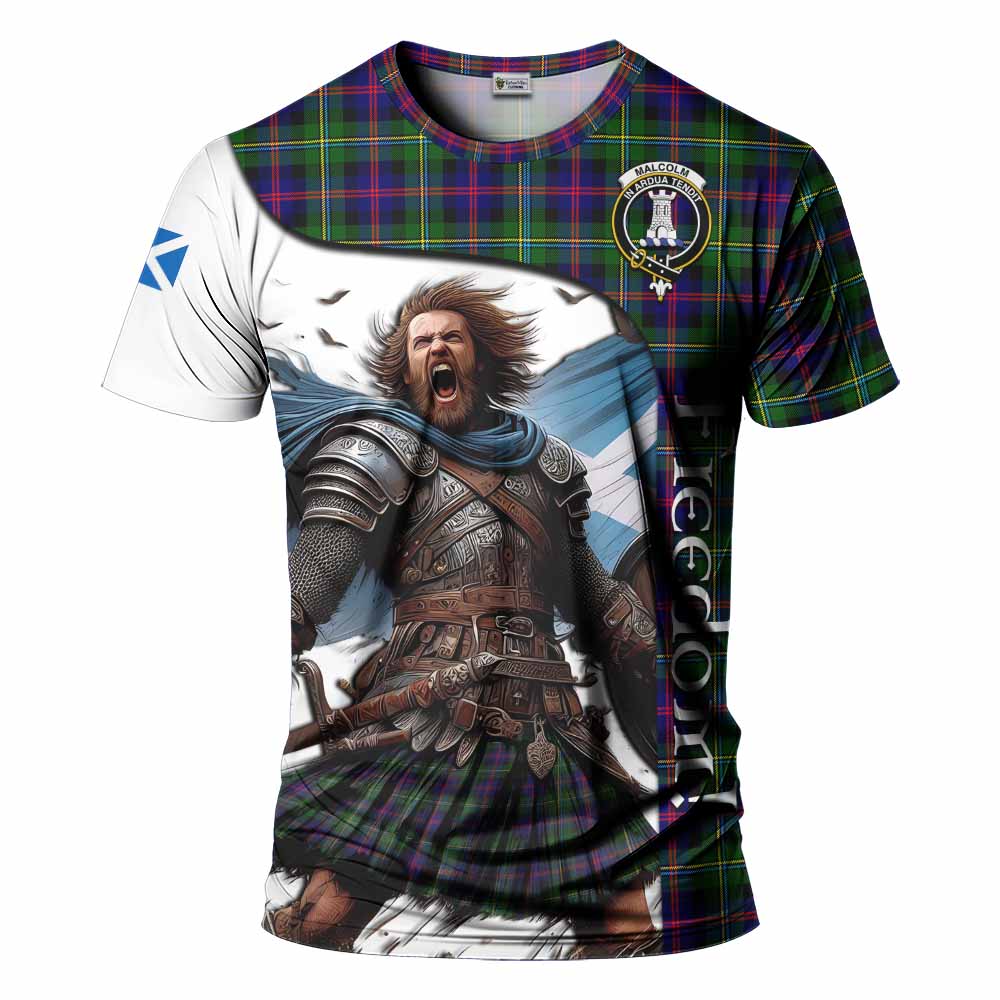 Malcolm Crest Tartan T-Shirt Inspired by the Freedom of Scottish Warrior