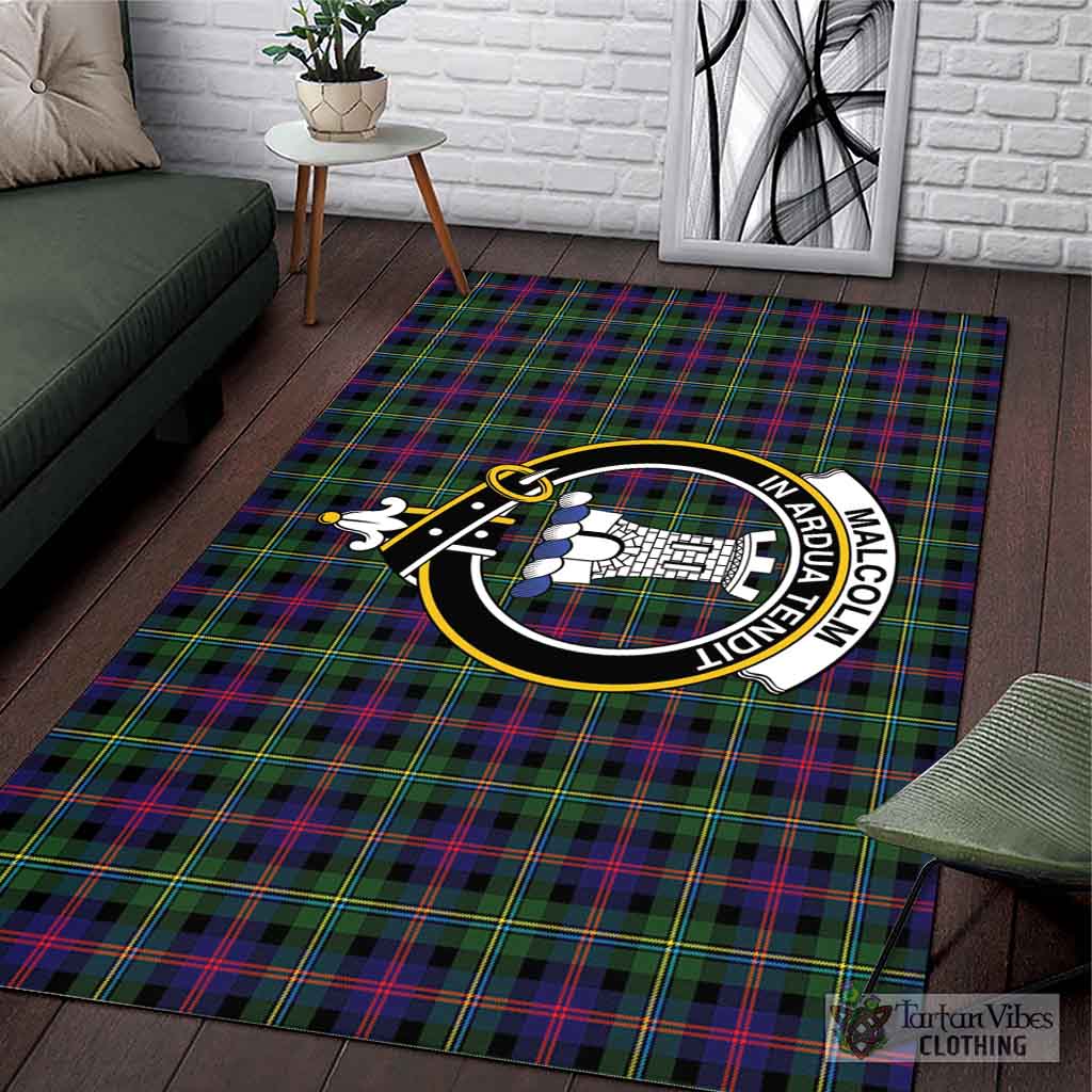 Tartan Vibes Clothing Malcolm Tartan Area Rug with Family Crest