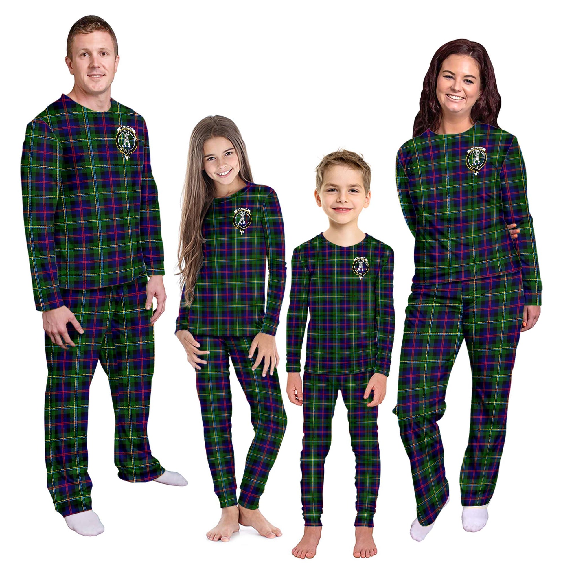 Malcolm Tartan Pajamas Family Set with Family Crest - Tartanvibesclothing