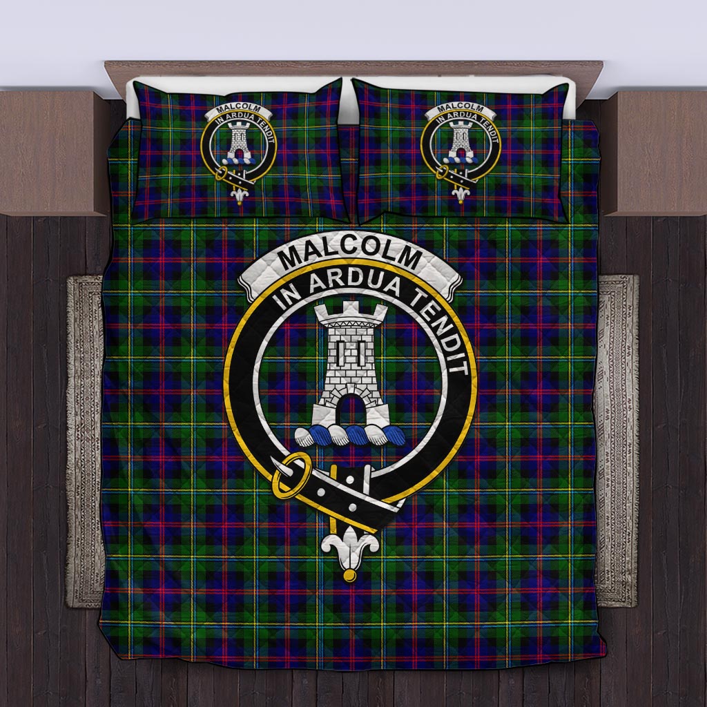 Malcolm Tartan Quilt Bed Set with Family Crest Twin - Tartanvibesclothing