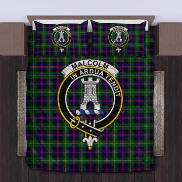 Malcolm Tartan Quilt Bed Set with Family Crest