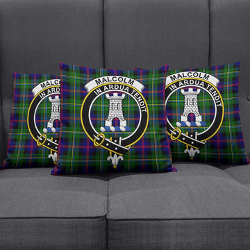 Malcolm Tartan Pillow Cover with Family Crest