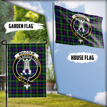 Malcolm Tartan Flag with Family Crest