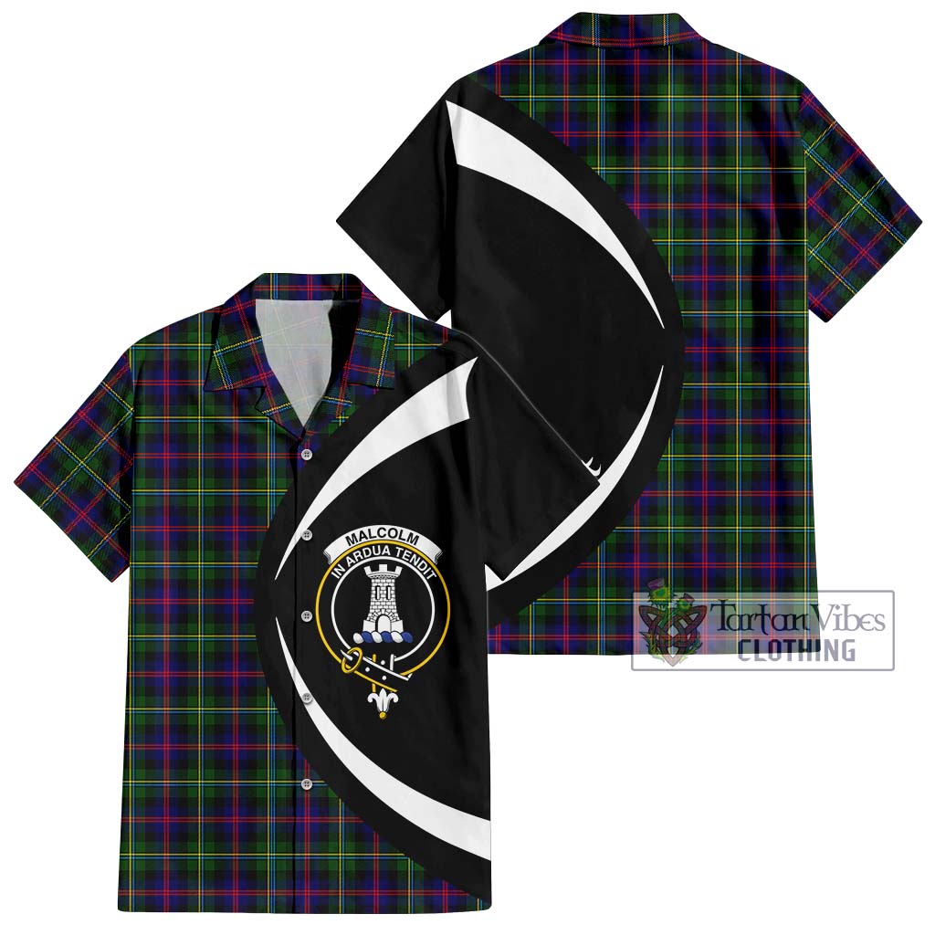 Malcolm Tartan Short Sleeve Button Up with Family Crest Circle Style Kid - Tartan Vibes Clothing