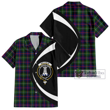 Malcolm Tartan Short Sleeve Button Up with Family Crest Circle Style