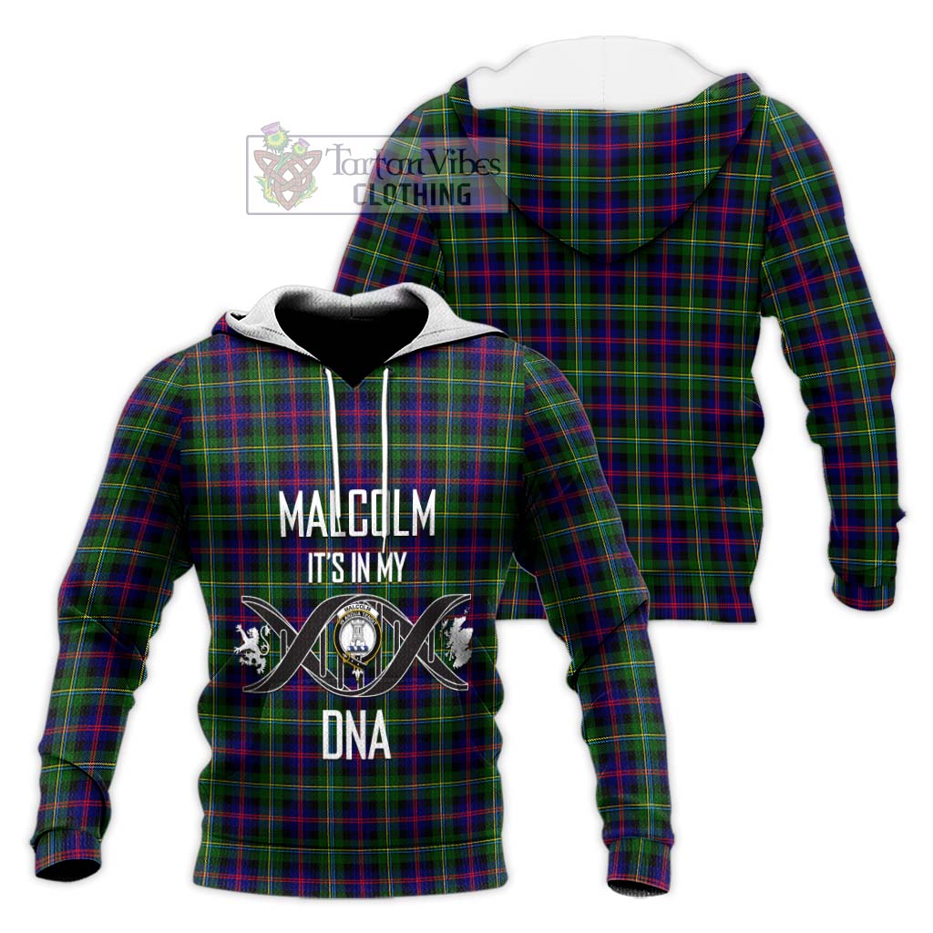 Tartan Vibes Clothing Malcolm Tartan Knitted Hoodie with Family Crest DNA In Me Style