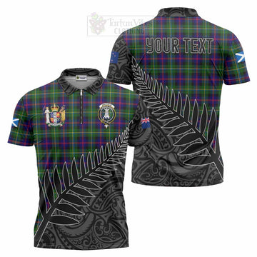 Malcolm Crest Tartan Zipper Polo Shirt with New Zealand Silver Fern Half Style