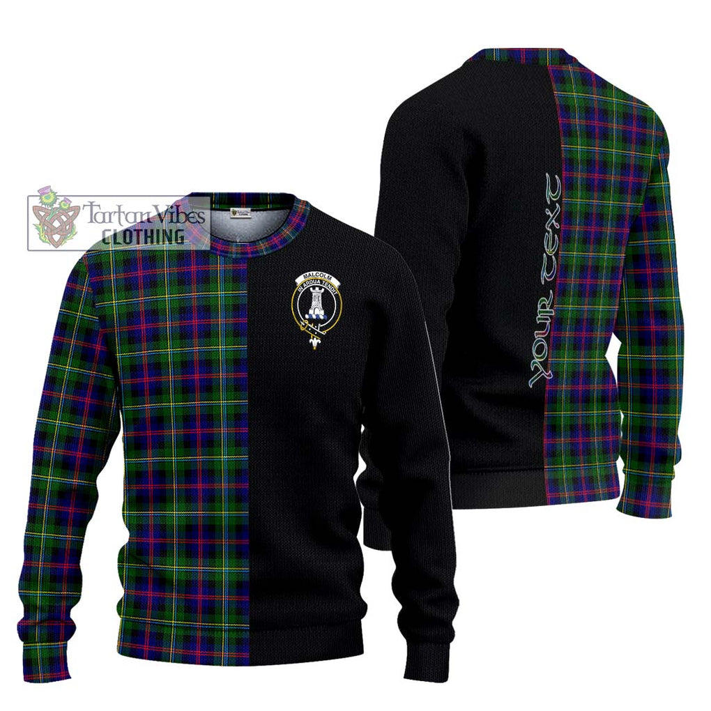 Malcolm Tartan Knitted Sweater with Family Crest and Half Of Me Style Unisex - Tartanvibesclothing Shop