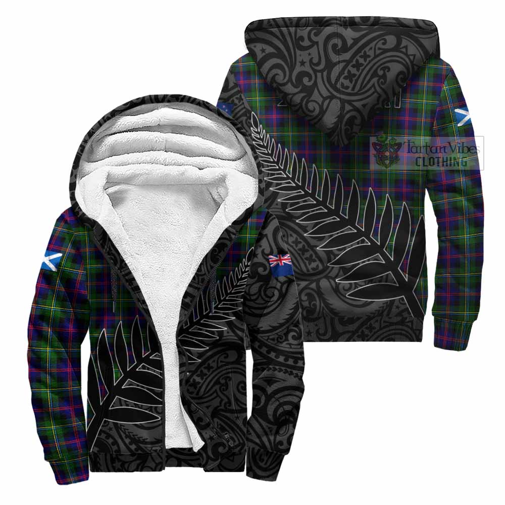 Tartan Vibes Clothing Malcolm Crest Tartan Sherpa Hoodie with New Zealand Silver Fern Half Style