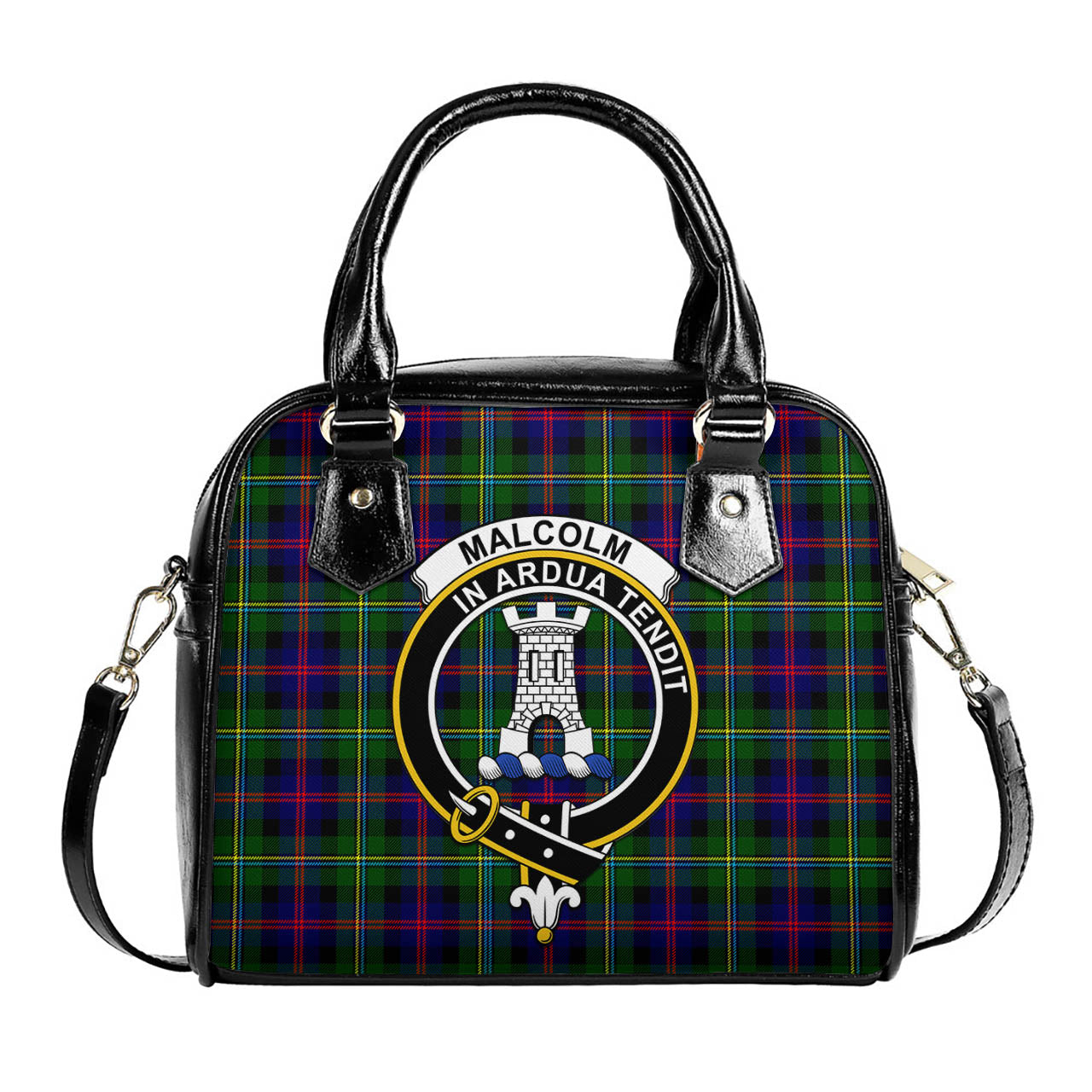 Malcolm Tartan Shoulder Handbags with Family Crest One Size 6*25*22 cm - Tartanvibesclothing